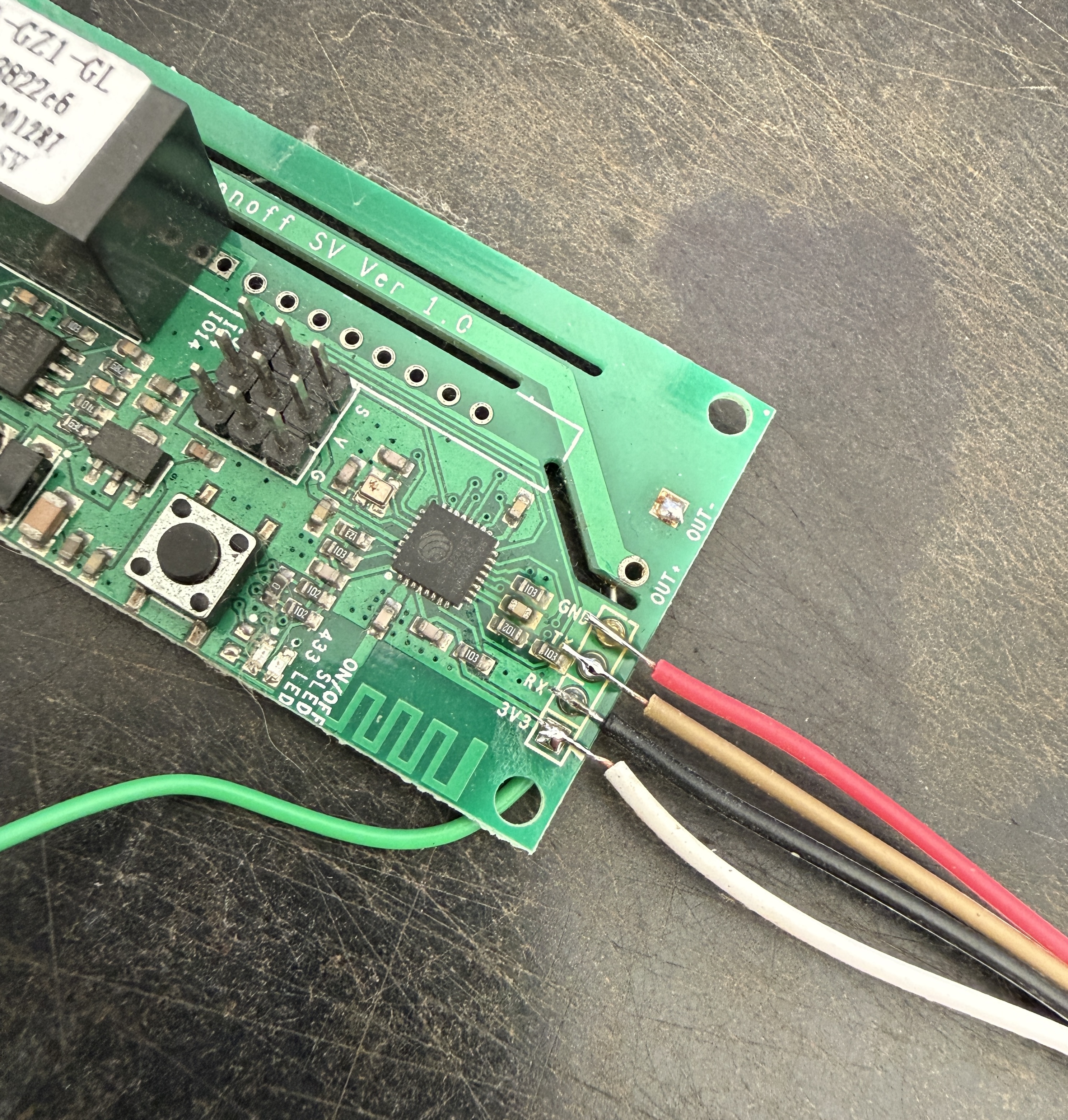 Sonoff SV with programming wires connected